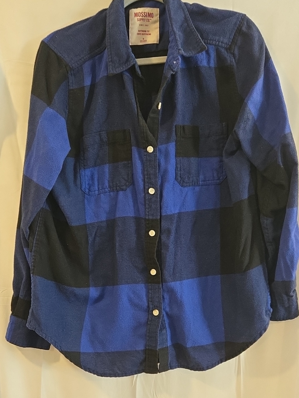 Mossimo Supply Co. Black and Blue Plaid Button-Down Shirt